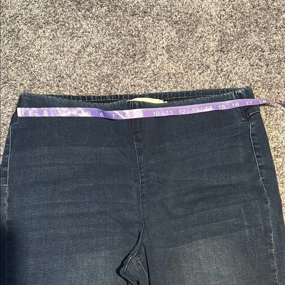 Blue Denim SOFT SURROUNDINGS Pull On Elasticized Waistband Ankle Jeans Large - Picture 3 of 6
